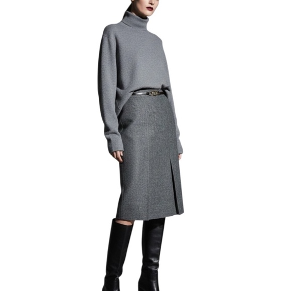 Banana Republic pure Italian Merino wool minimal grey turtleneck sweater XL long - Picture 3 of 13